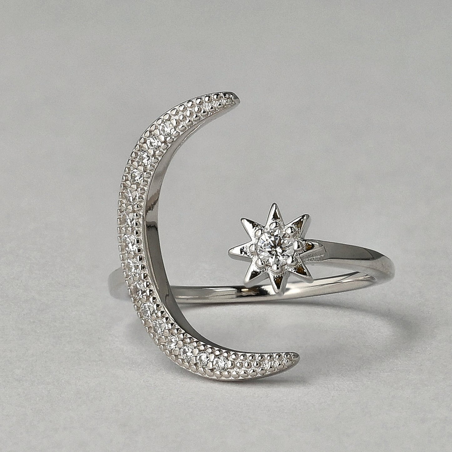 Celestial Glow Moon & Star Ring