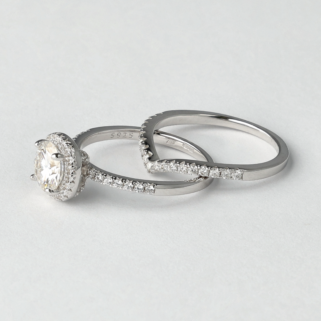 Inner Wave Moissanite Rings Set