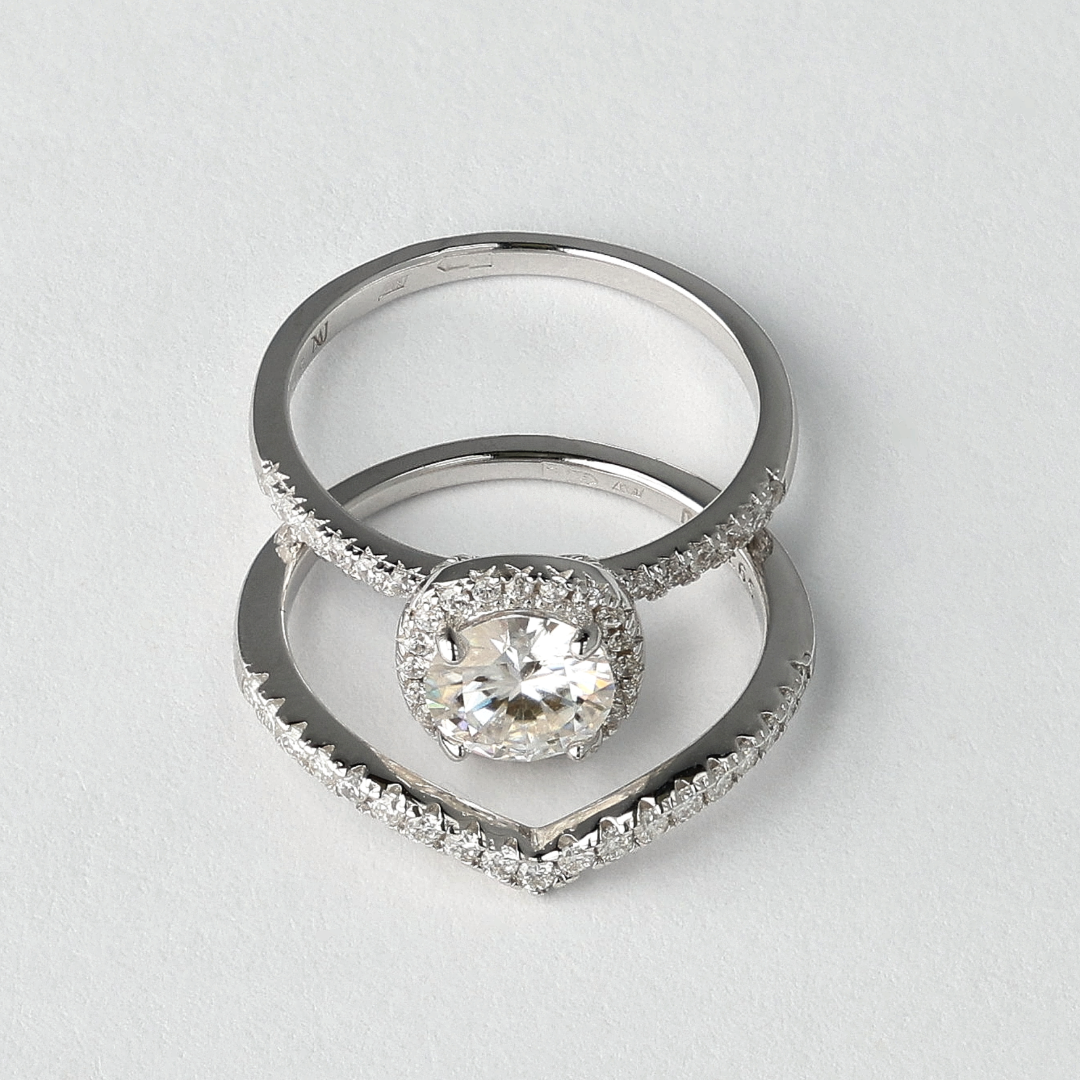 Inner Wave Moissanite Rings Set