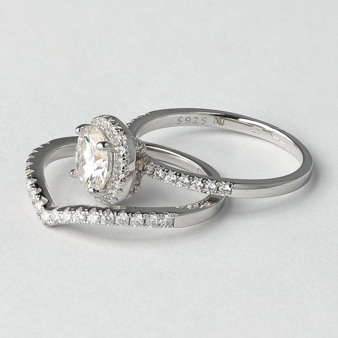Inner Wave Moissanite Rings Set