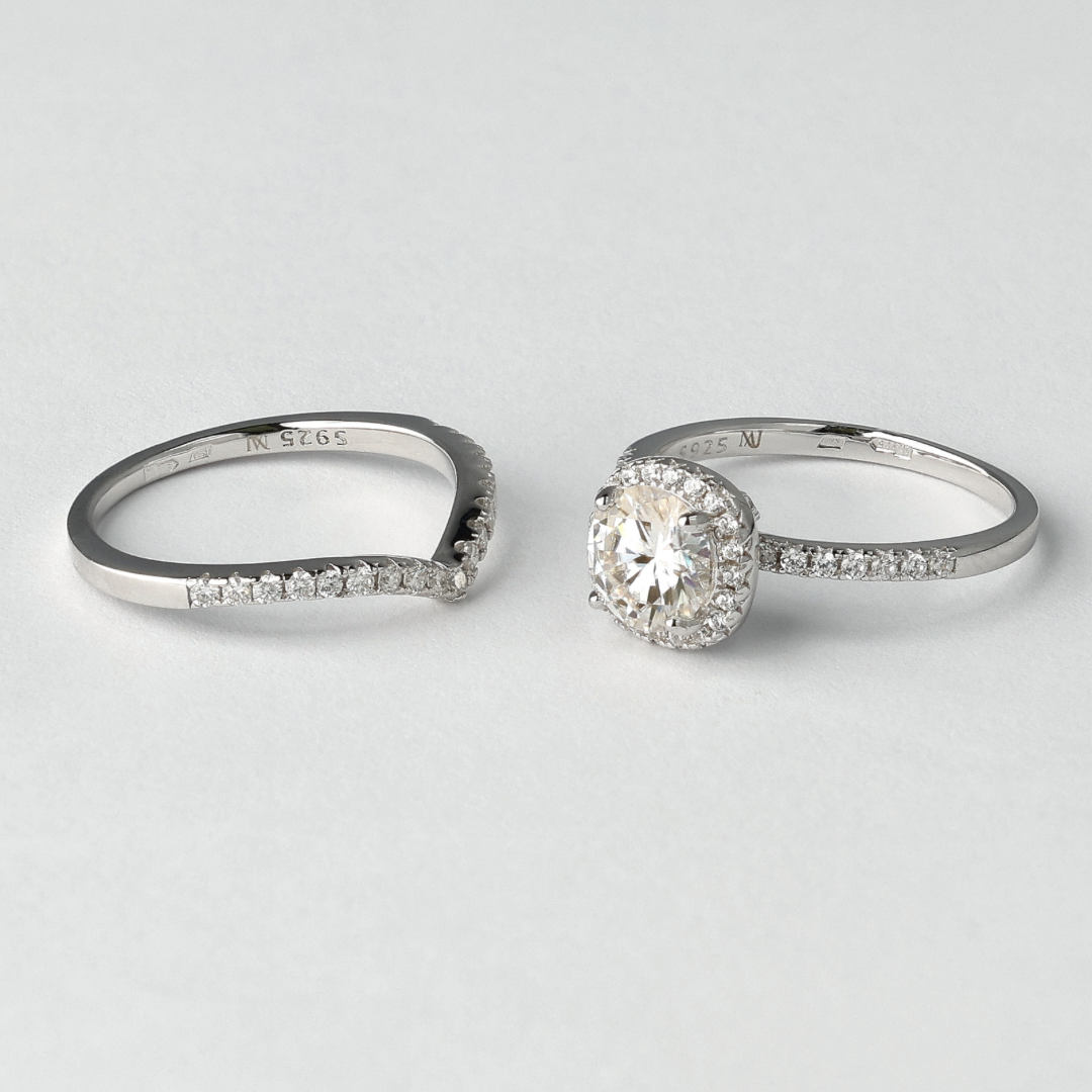 Inner Wave Moissanite Rings Set
