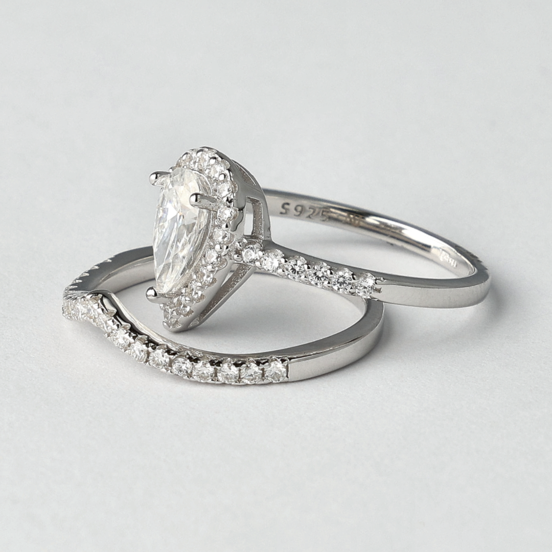 Celestial Wave Moissanite Rings Set