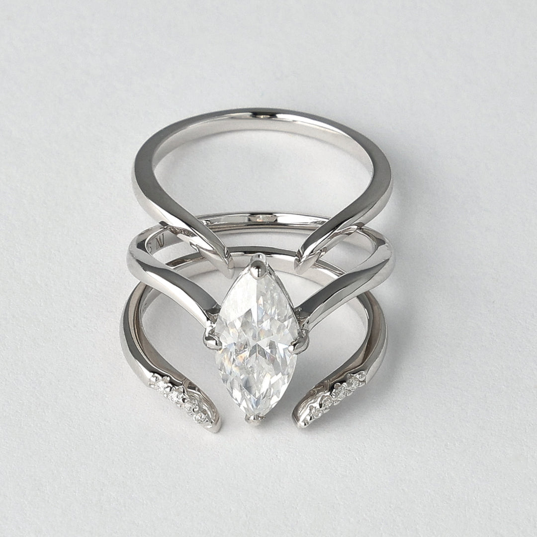 Trinity 3 Piece Moissanite Ring Set