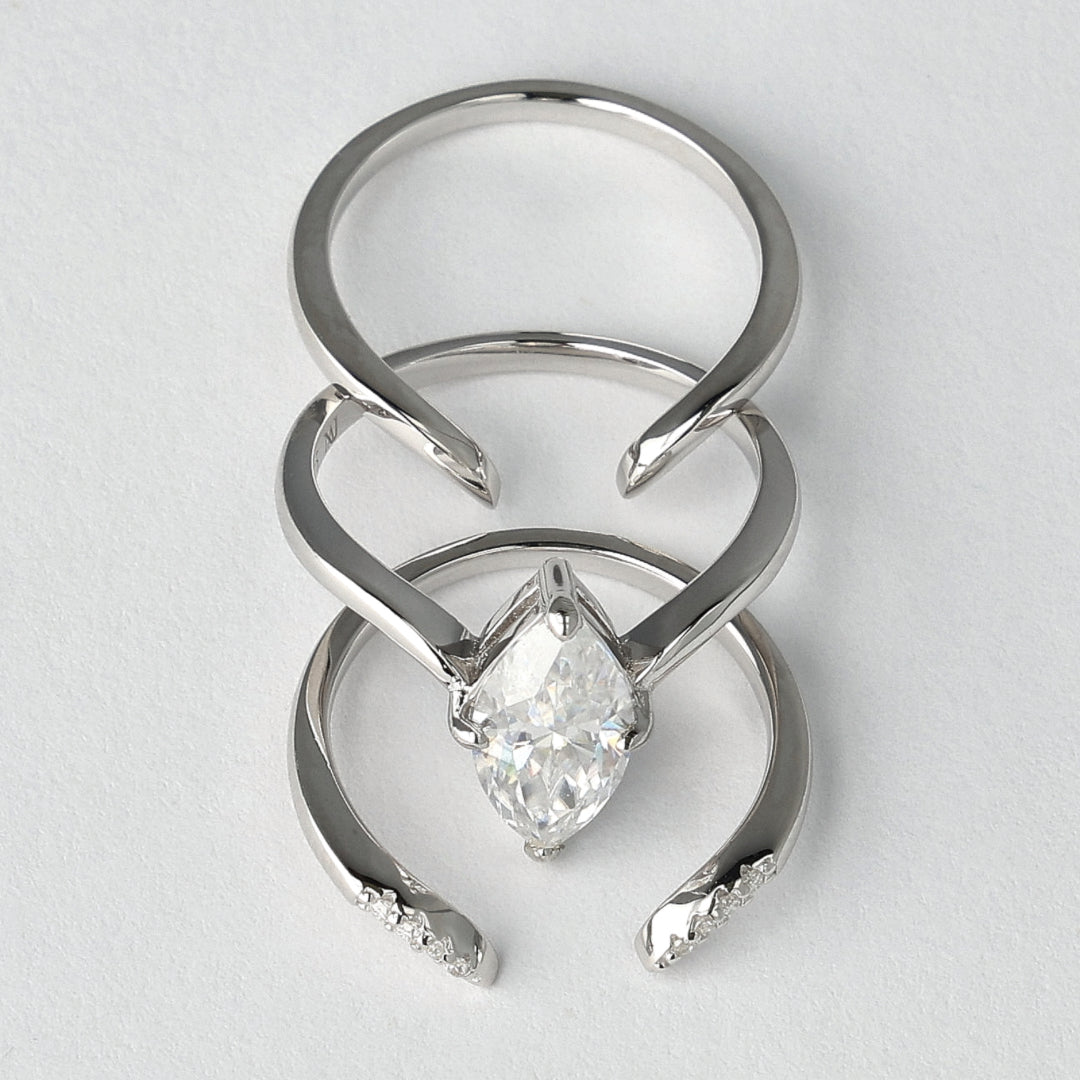 Trinity 3 Piece Moissanite Ring Set