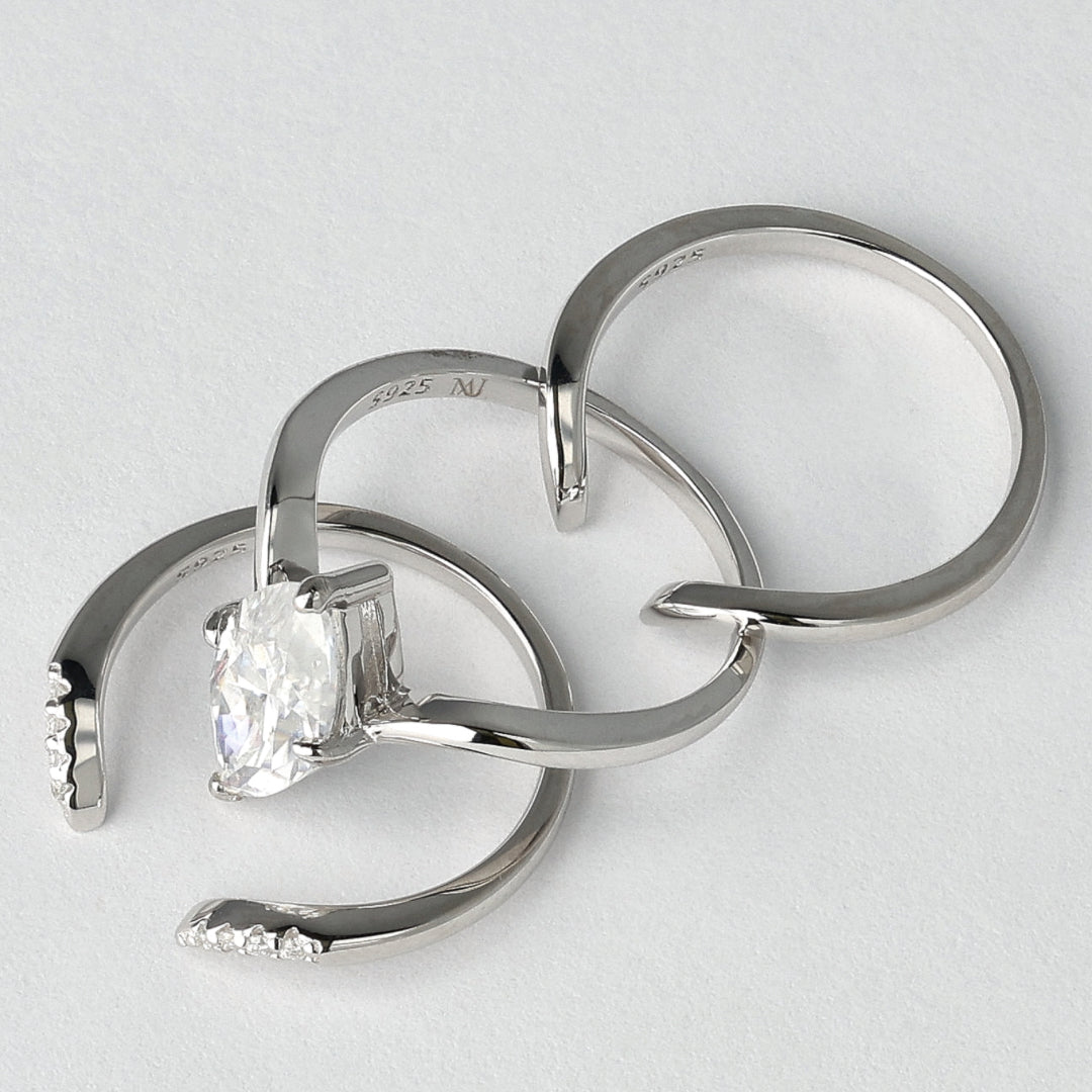 Trinity 3 Piece Moissanite Ring Set