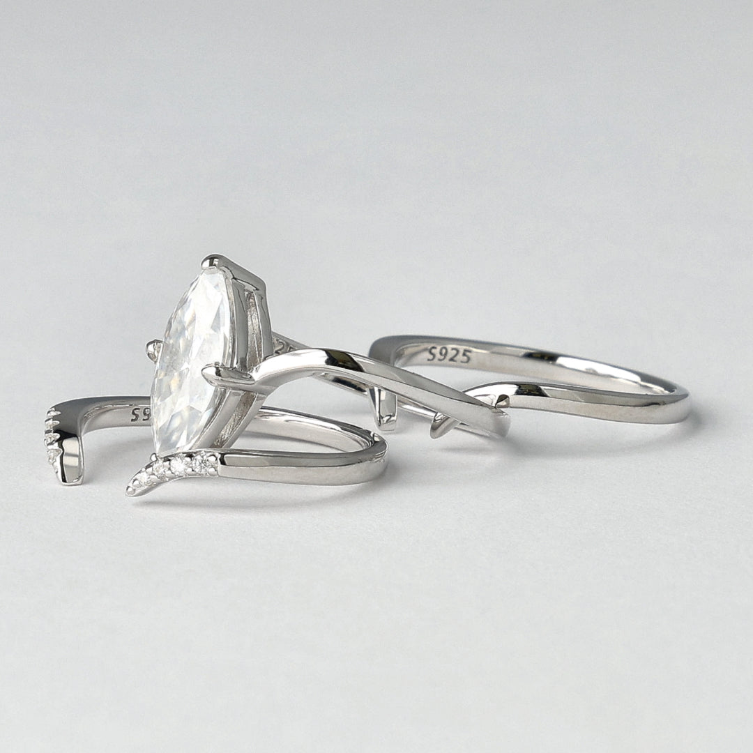 Trinity 3 Piece Moissanite Ring Set