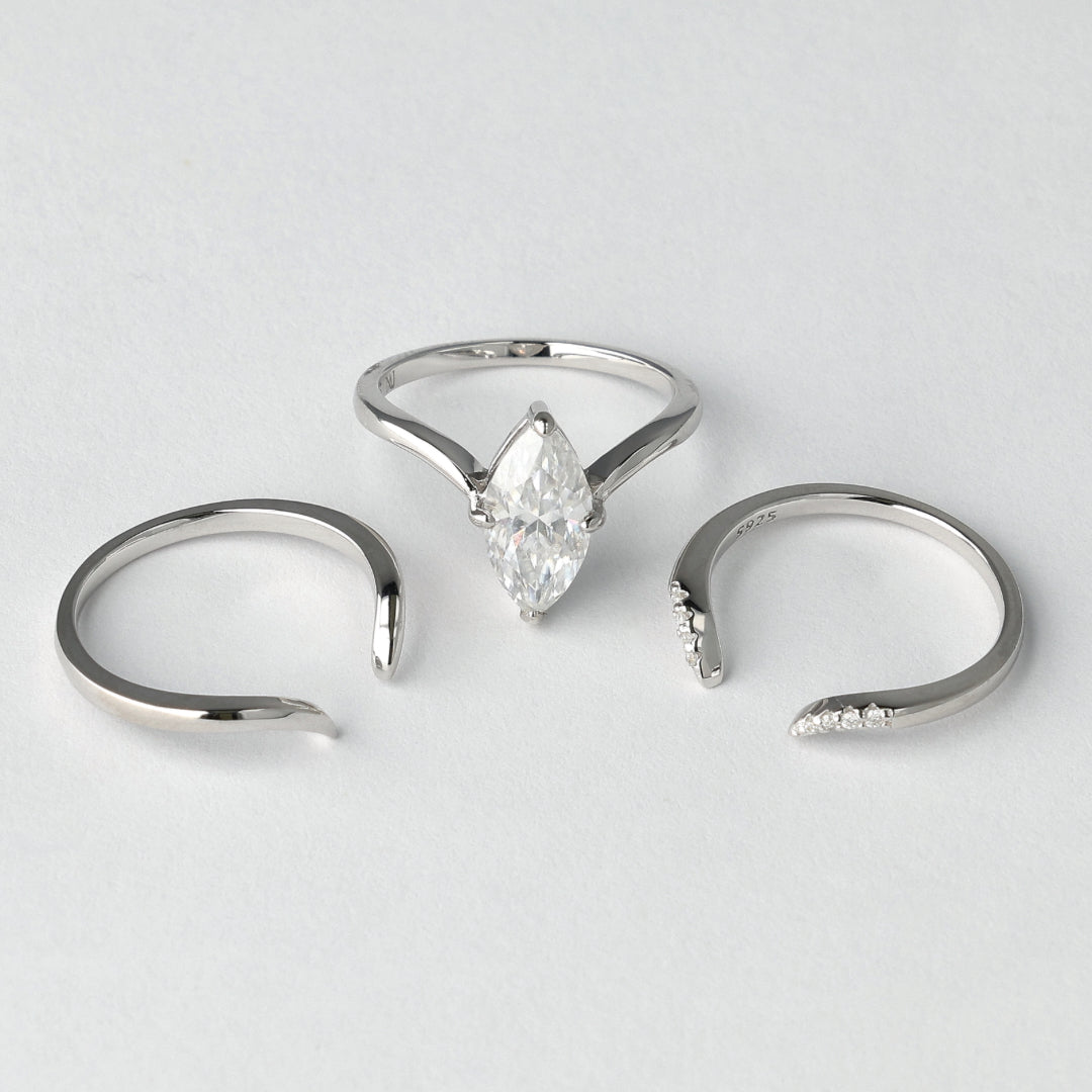 Trinity 3 Piece Moissanite Ring Set