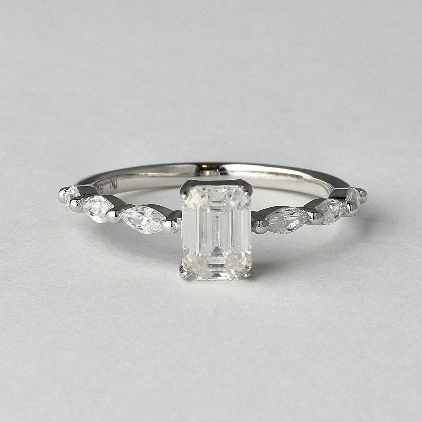 Emerald Lowline Moissanite Ring