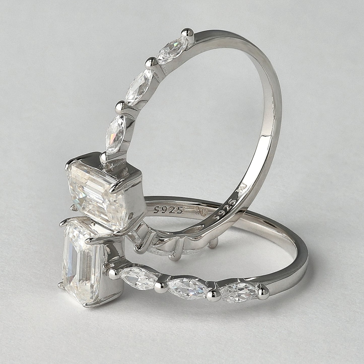 Emerald Lowline Moissanite Ring