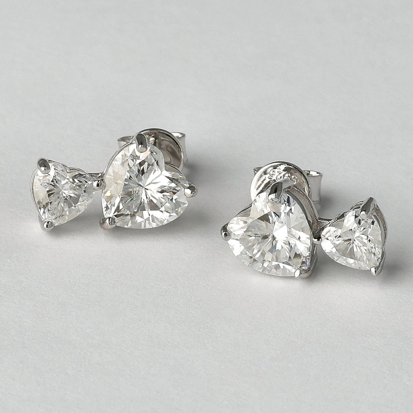 Aligned Hearts Moissanite Earrings