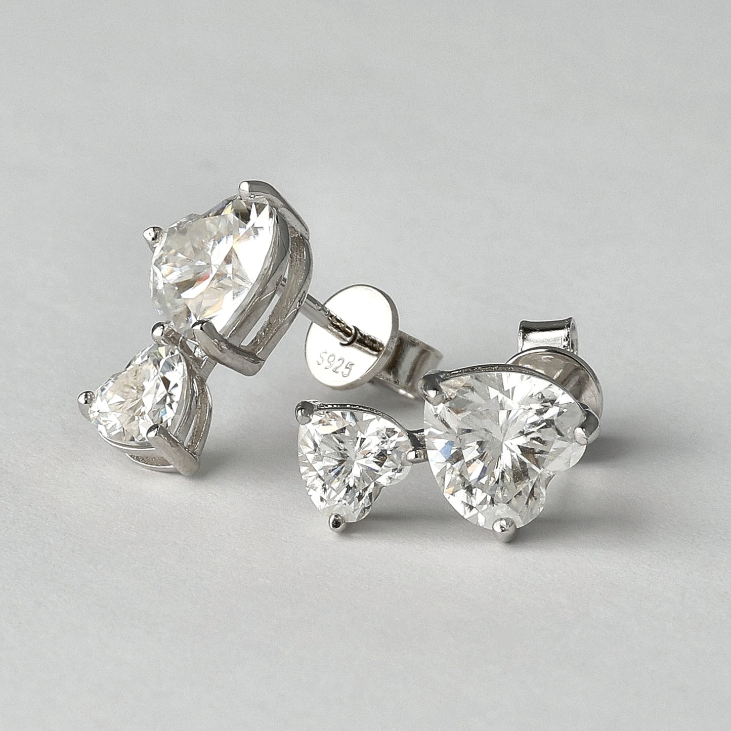 Aligned Hearts Moissanite Earrings