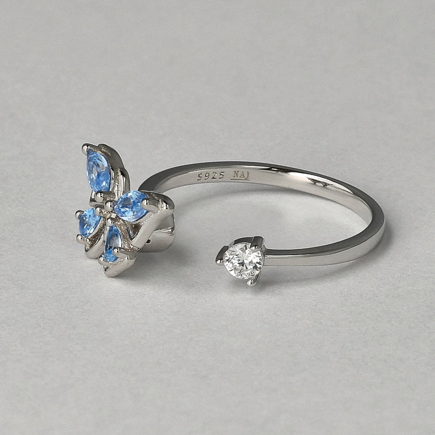 Blue Serenity Sterling Silver Ring – Anxiety Healing Butterfly