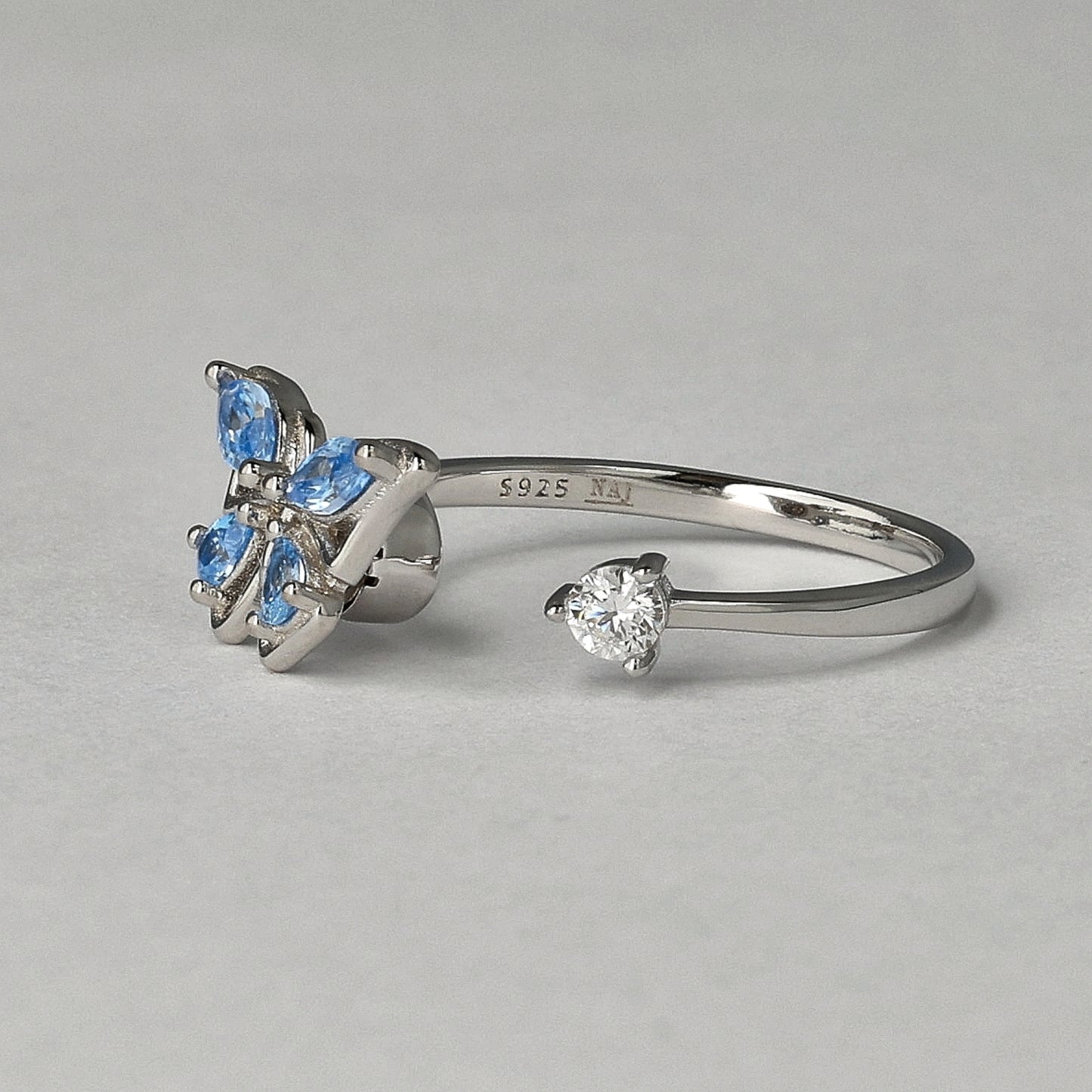 Blue Serenity Sterling Silver Ring – Anxiety Healing Butterfly