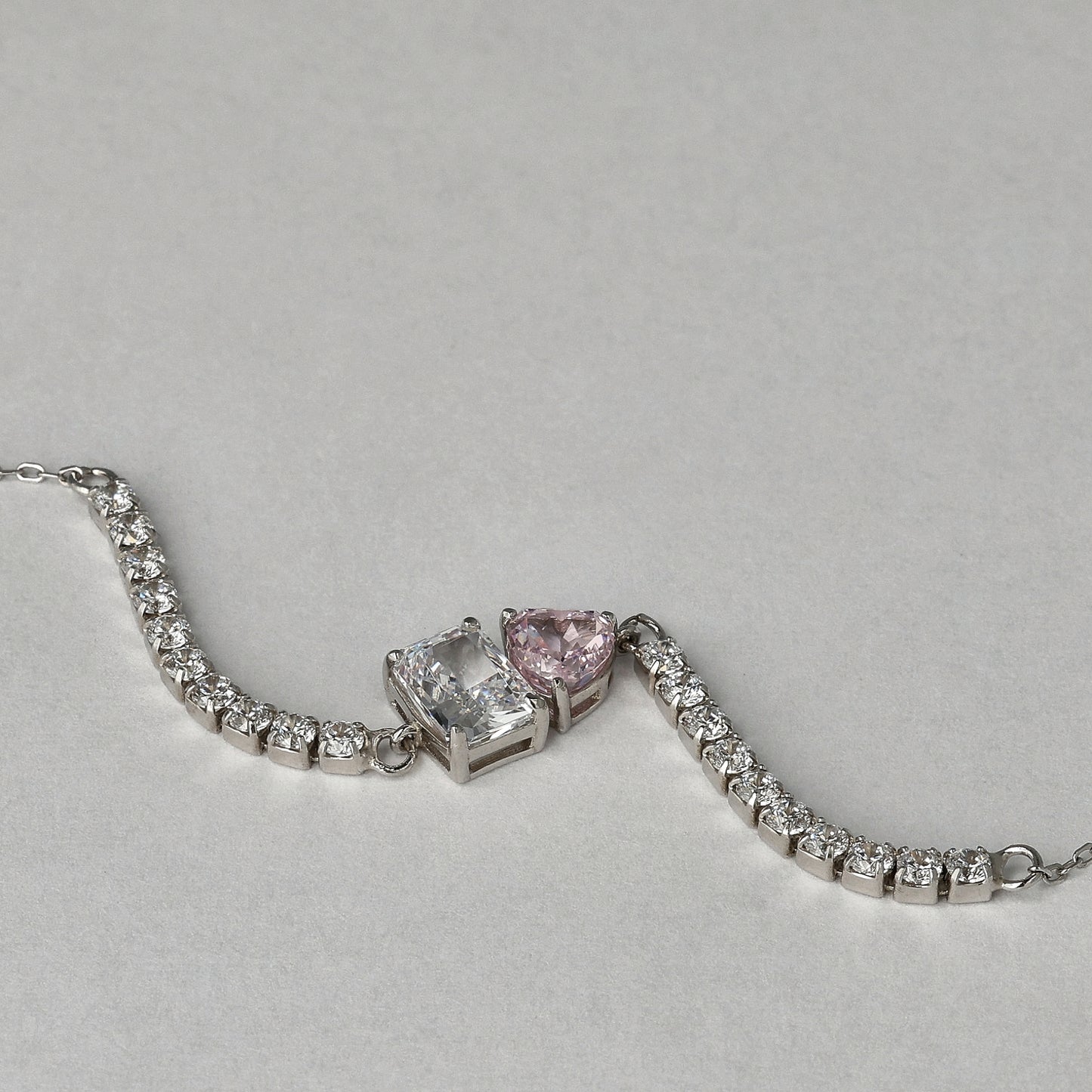 Heart on Light Dual Silver Bracelet