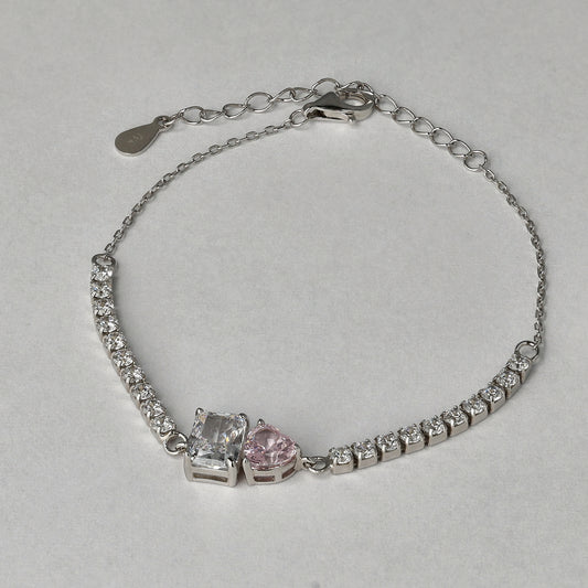 Heart on Light Dual Silver Bracelet