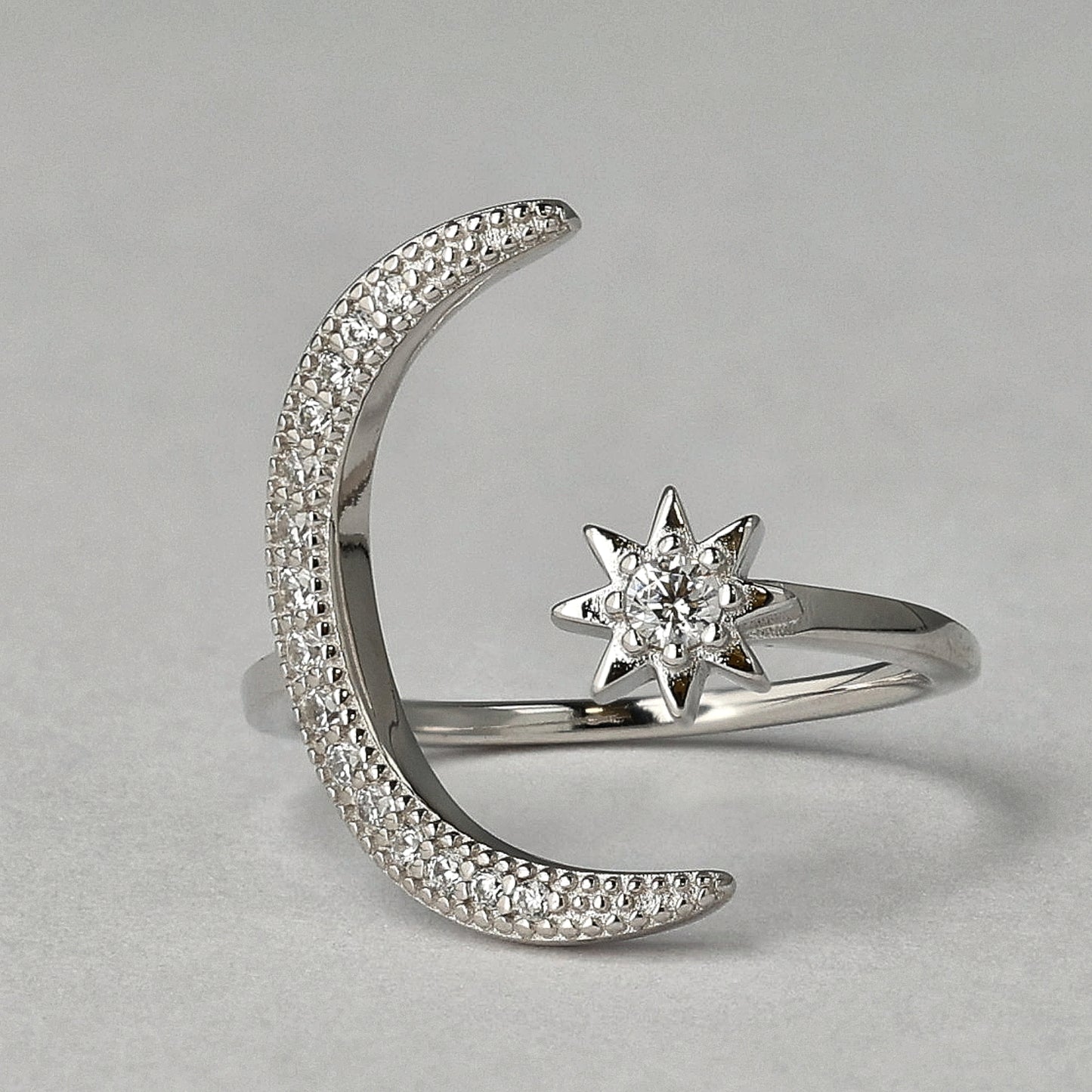 Celestial Glow Moon & Star Ring