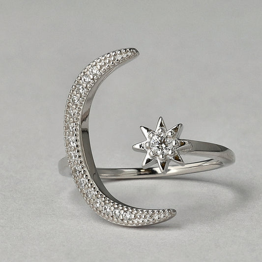 Celestial Glow Moon & Star Ring