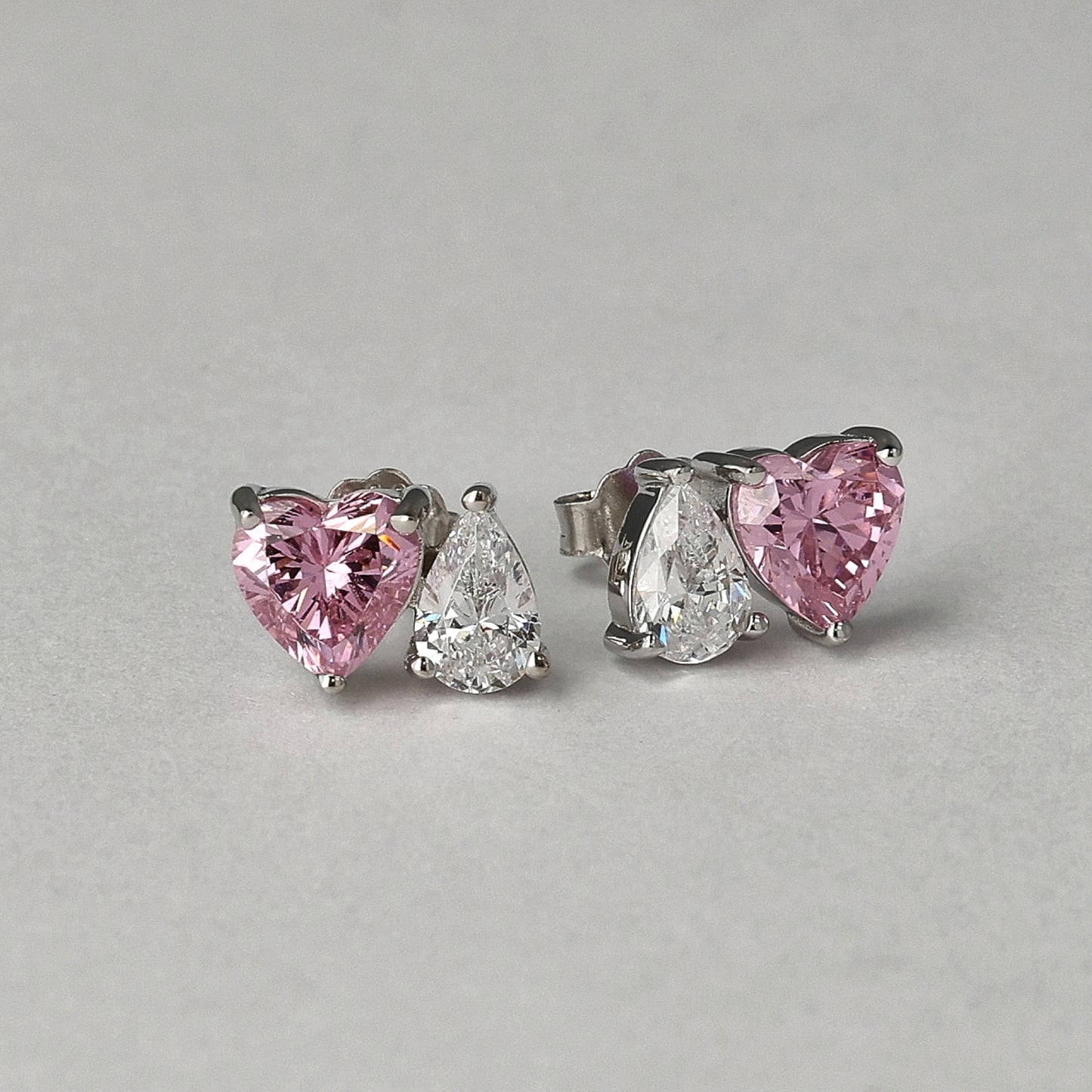 Heart on Light Dual Stone Stud Earrings