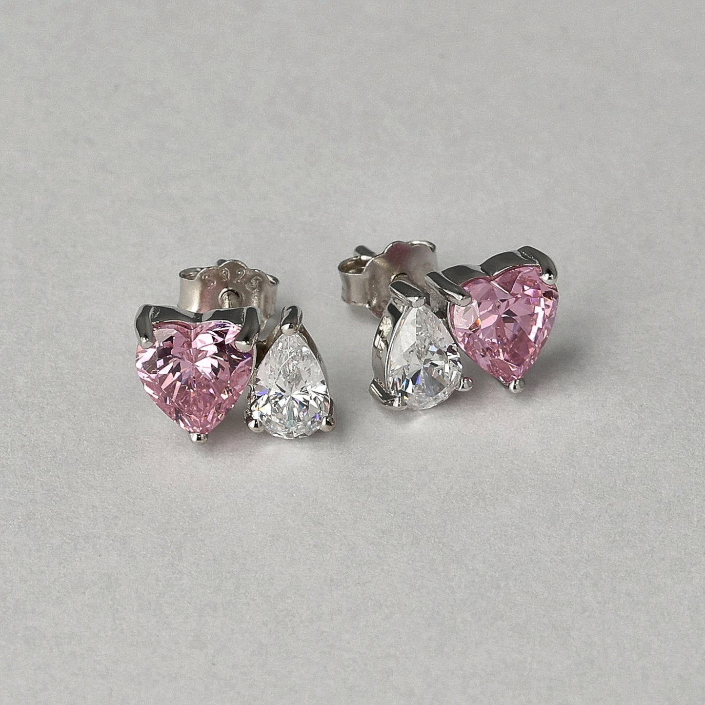 Heart on Light Dual Stone Stud Earrings
