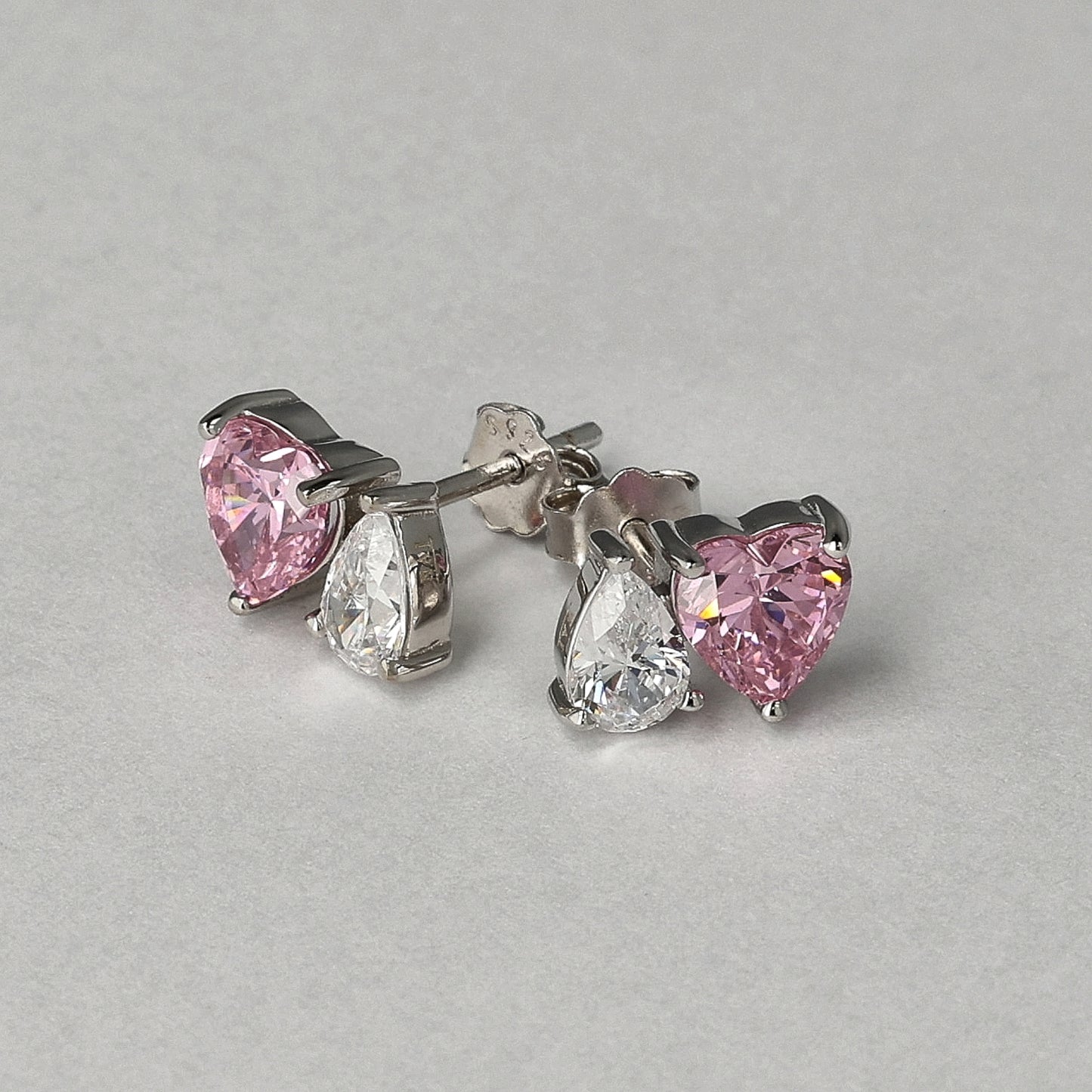 Heart on Light Dual Stone Stud Earrings