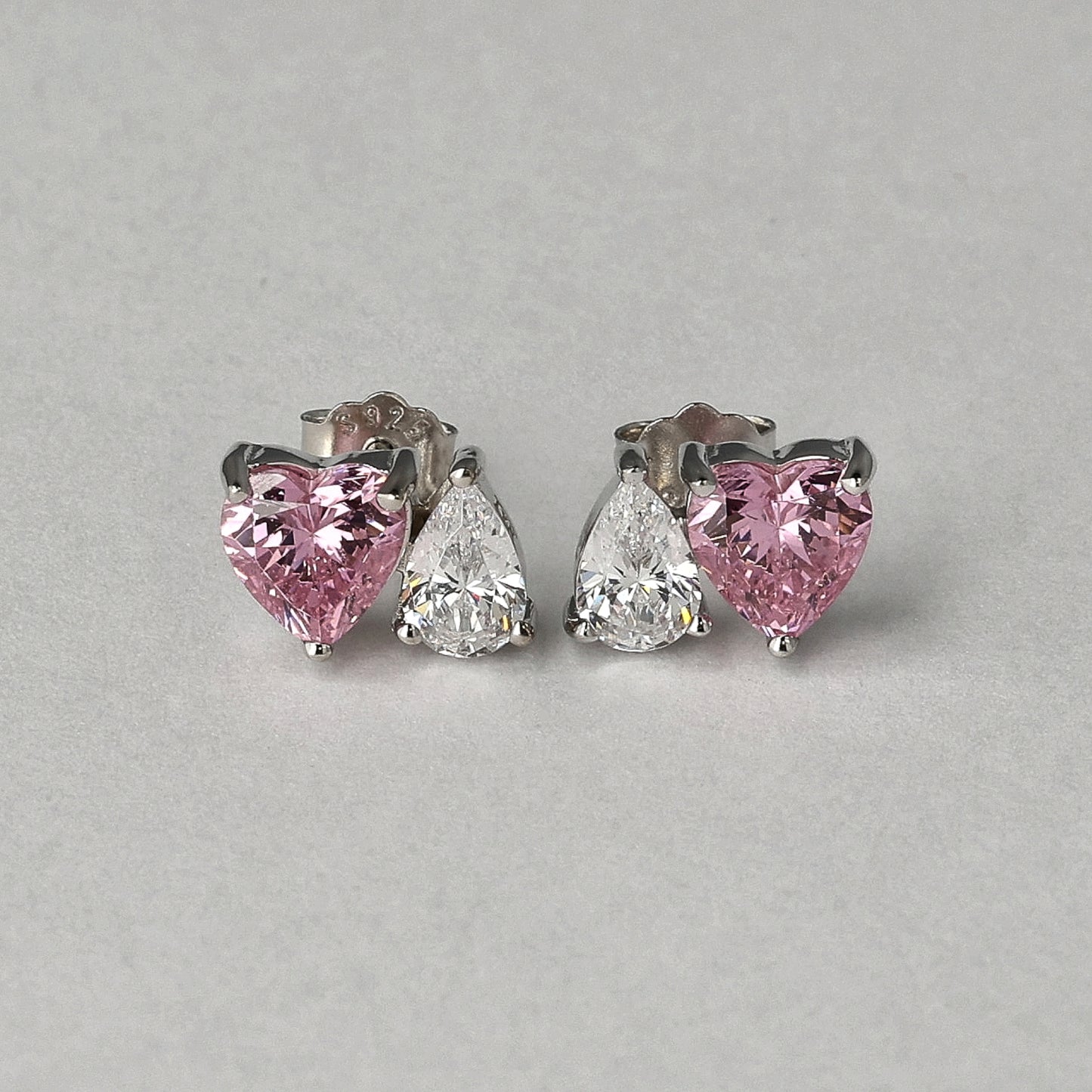 Heart on Light Dual Stone Stud Earrings