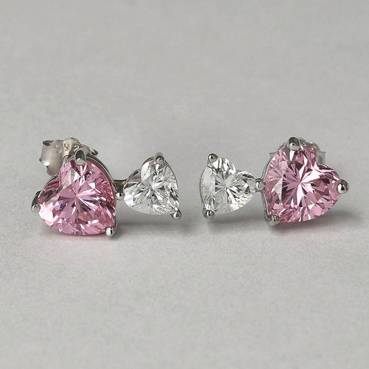 Aligned Hearts Stud Earrings