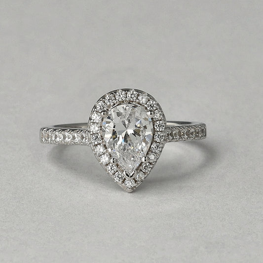 Pear Halo Ring